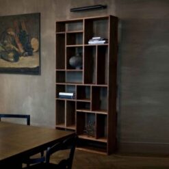 Open teak boekenkast