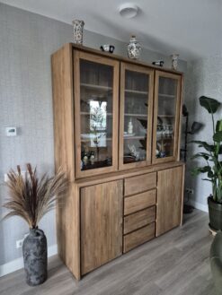 Massieve teakhouten buffetkast van oud gerecycled hout - Afbeelding 2
