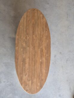 Ovale eettafel 240 cm van massief teakhout met matrixpoot - Afbeelding 4
